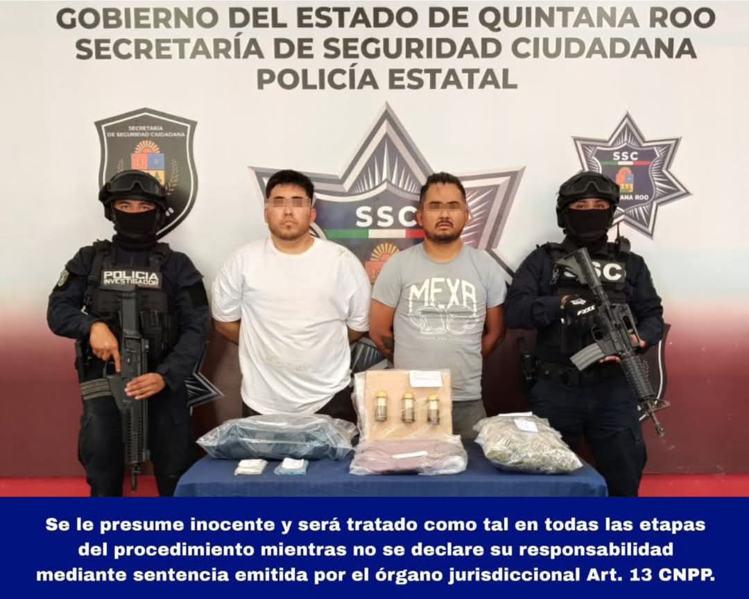 Detienen a cuatro sujetos por posesión de drogas y explosivos en  Chetumal