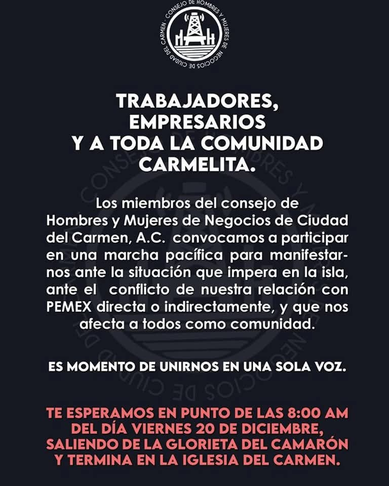 La manifestación será una medida enérgica para exigir el cumplimiento de los compromisos financieros de Pemex La manifestación será una medida enérgica para exigir el cumplimiento de los compromisos financieros de Pemex