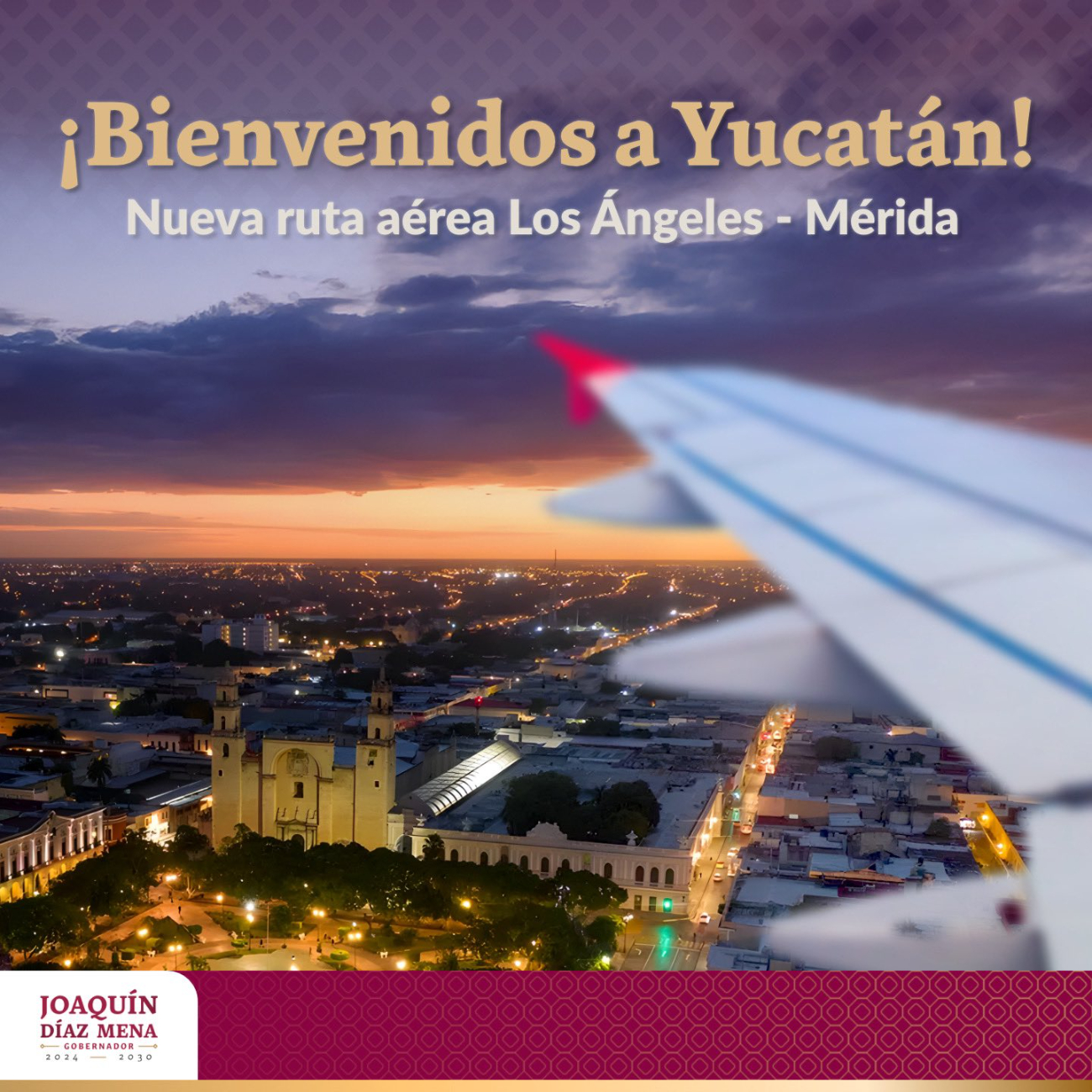 El gobernador de Yucatán dio a conocer la nueva conexión temporal de Mérida y Los Ángeles.