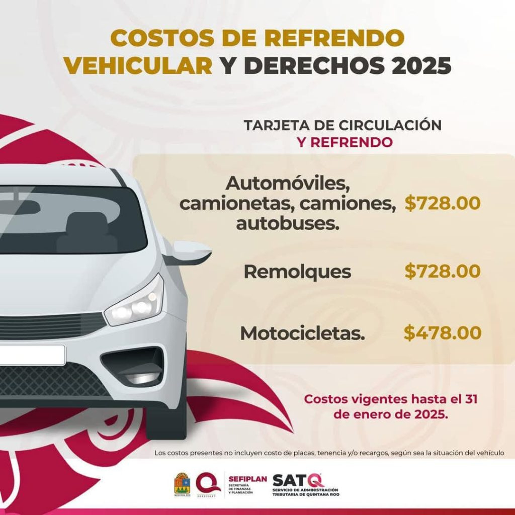 Precios del refrendo vehicular para 2025 Precios del refrendo vehicular para 2025