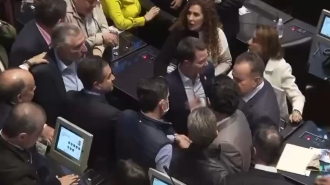 Riña en Cámara de Senadores casi llega a golpes. Riña en Cámara de Senadores casi llega a golpes.