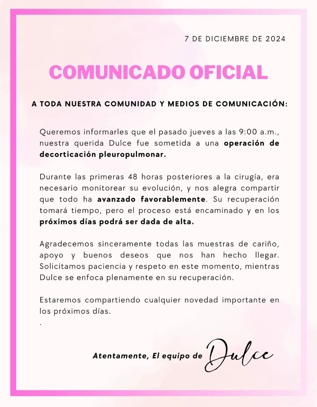 Comunicado especial Comunicado especial