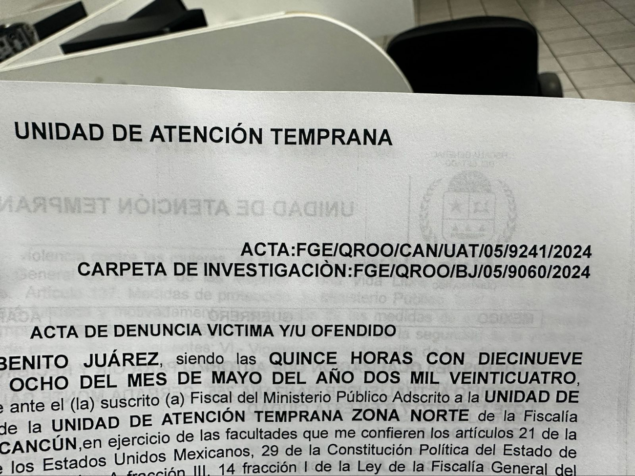 El periodista acudió a la FGE Quintana Roo para denunciar el hecho El periodista acudió a la FGE Quintana Roo para denunciar el hecho