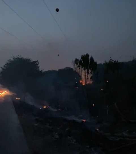 El incendio de maleza al parecer provocado por el efecto lupa El incendio de maleza al parecer provocado por el efecto lupa