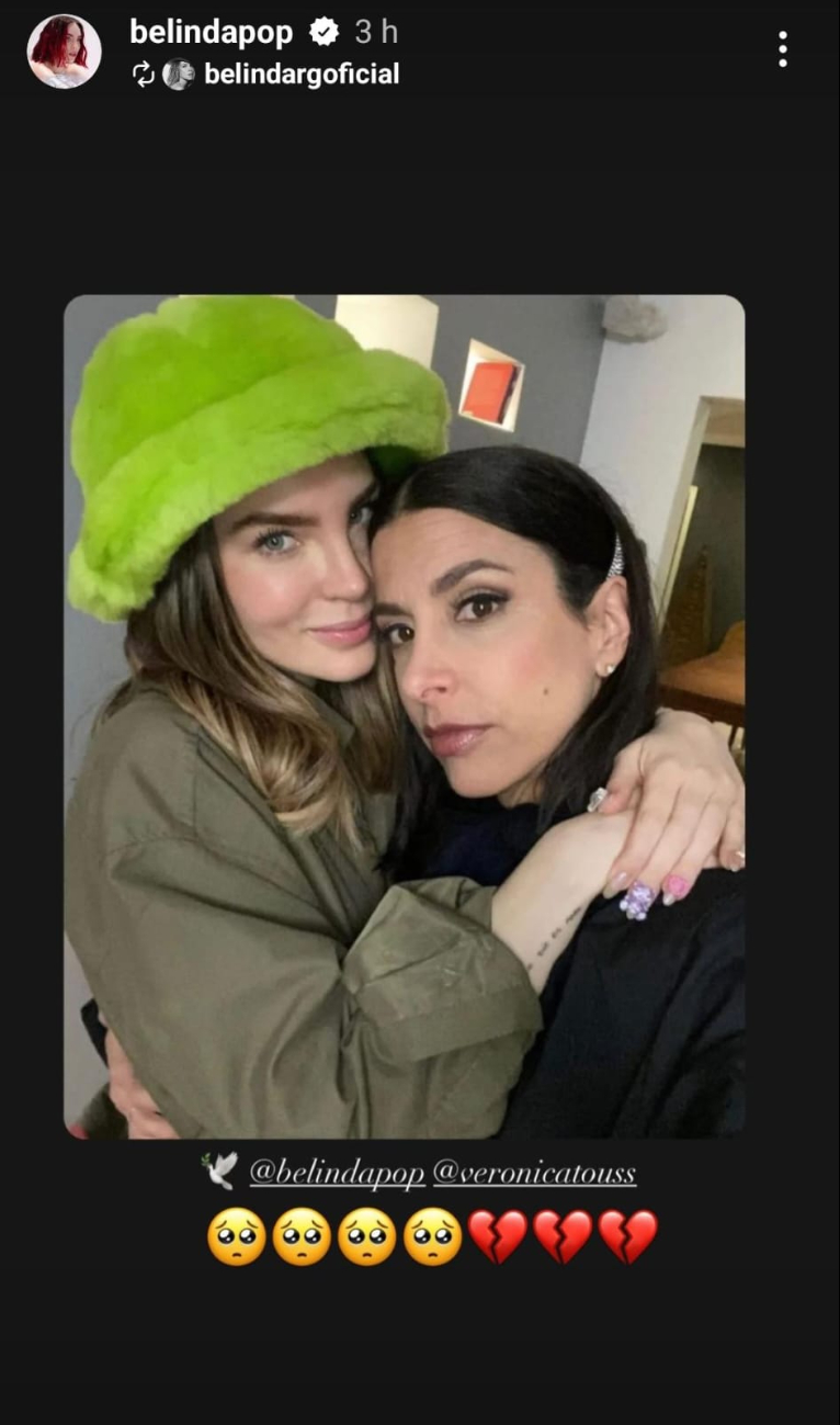 Belinda dedica mensaje de despedida a Verónica Toussaint / Instagram Belinda dedica mensaje de despedida a Verónica Toussaint / Instagram