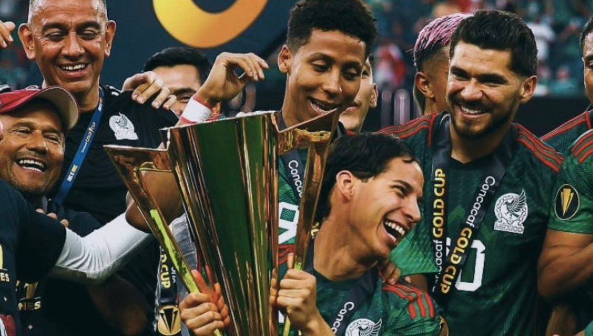 Diego Lainez celebra la victoria de México en la Copa Oro 2023 Diego Lainez celebra la victoria de México en la Copa Oro 2023