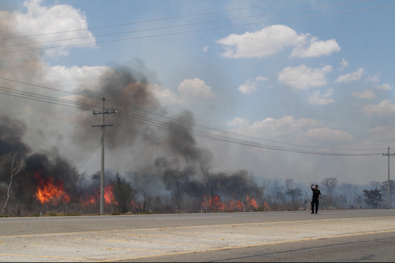El incendio comenzó a aumentar debido al viento El incendio comenzó a aumentar debido al viento