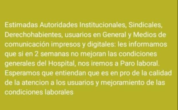 Amenazan con ir a paro de labores Amenazan con ir a paro de labores