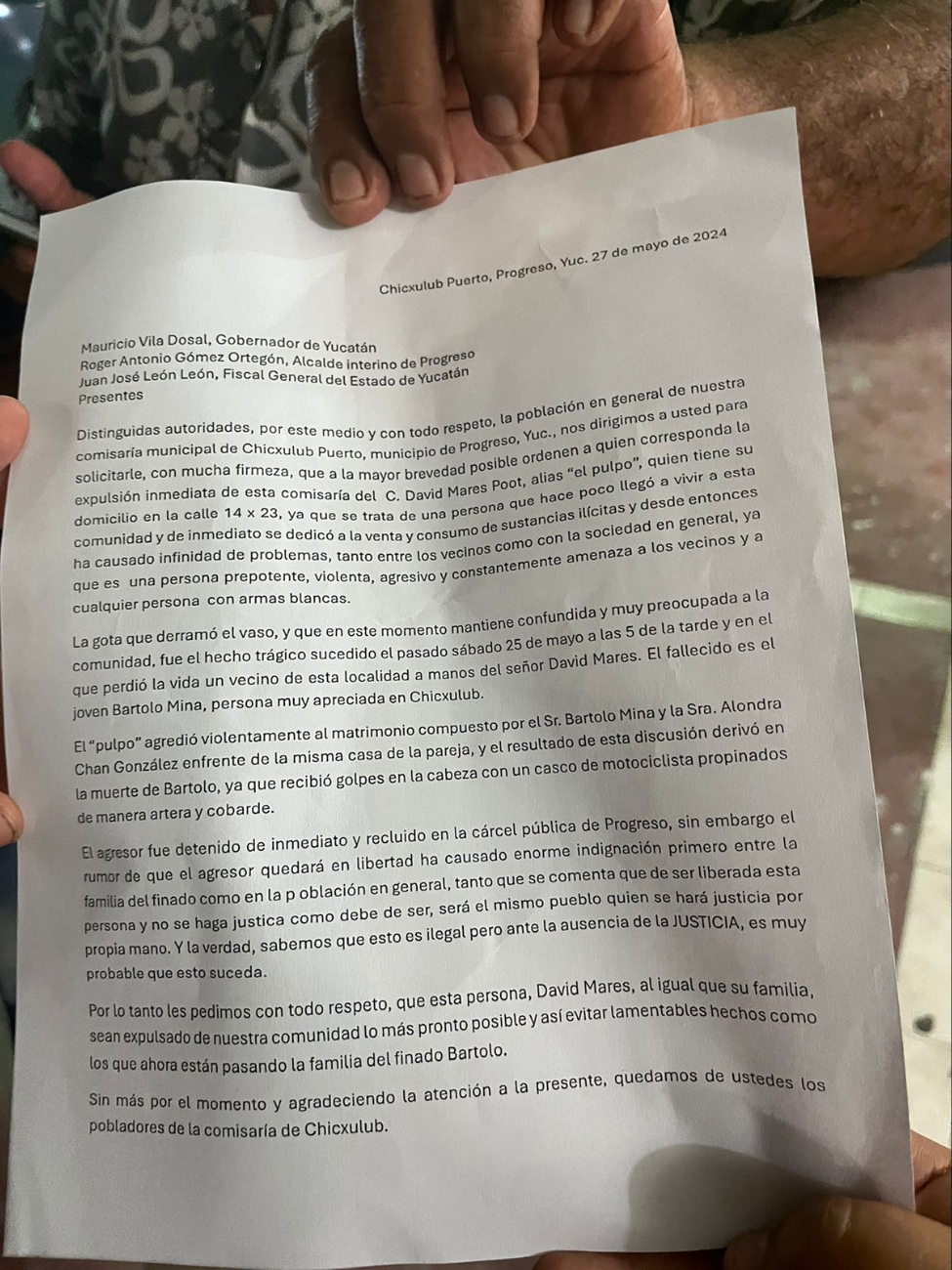 Pobladores piden la intervención del Gobierno Pobladores piden la intervención del Gobierno