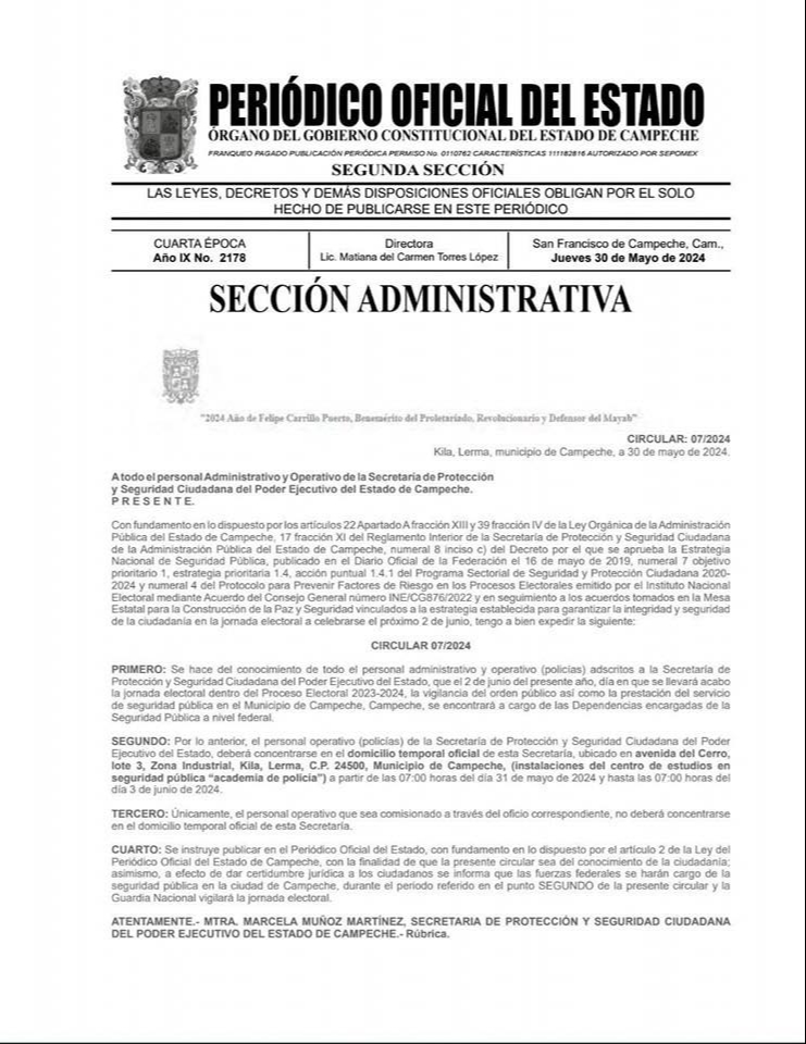 Decreto publicado por el Gobierno de Campeche Decreto publicado por el Gobierno de Campeche