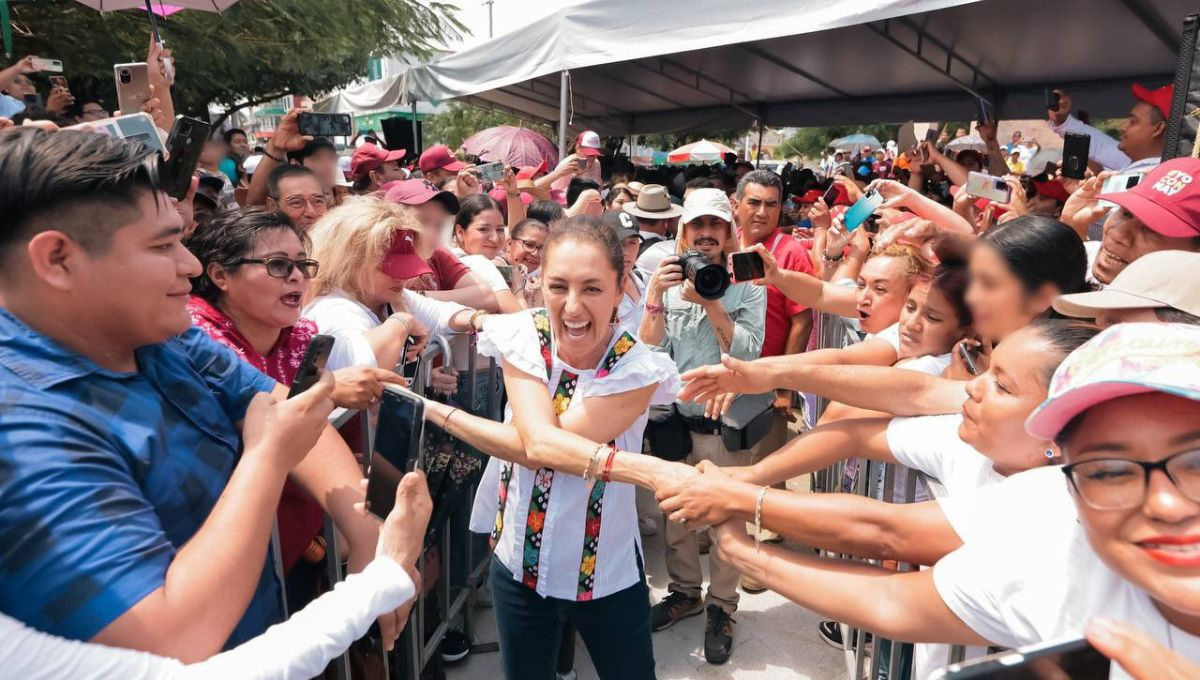 Claudia Sheinbaum arriba a Kanasín, donde la esperan 10 mil personas: VIDEO