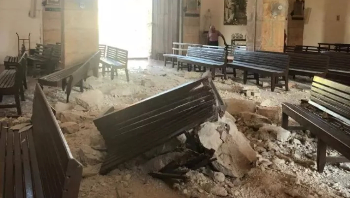 Hay graves daños en la estructura de la iglesia de Tekax Hay graves daños en la estructura de la iglesia de Tekax