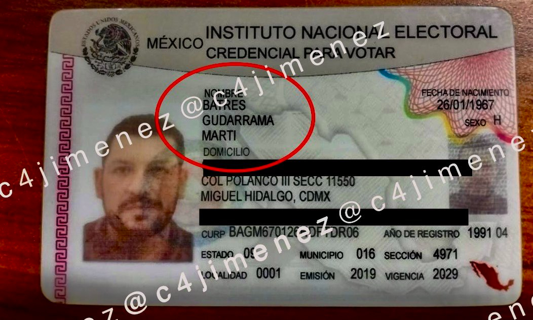 Así lucía la credencial de elector falsa de Martí Batres Así lucía la credencial de elector falsa de Martí Batres