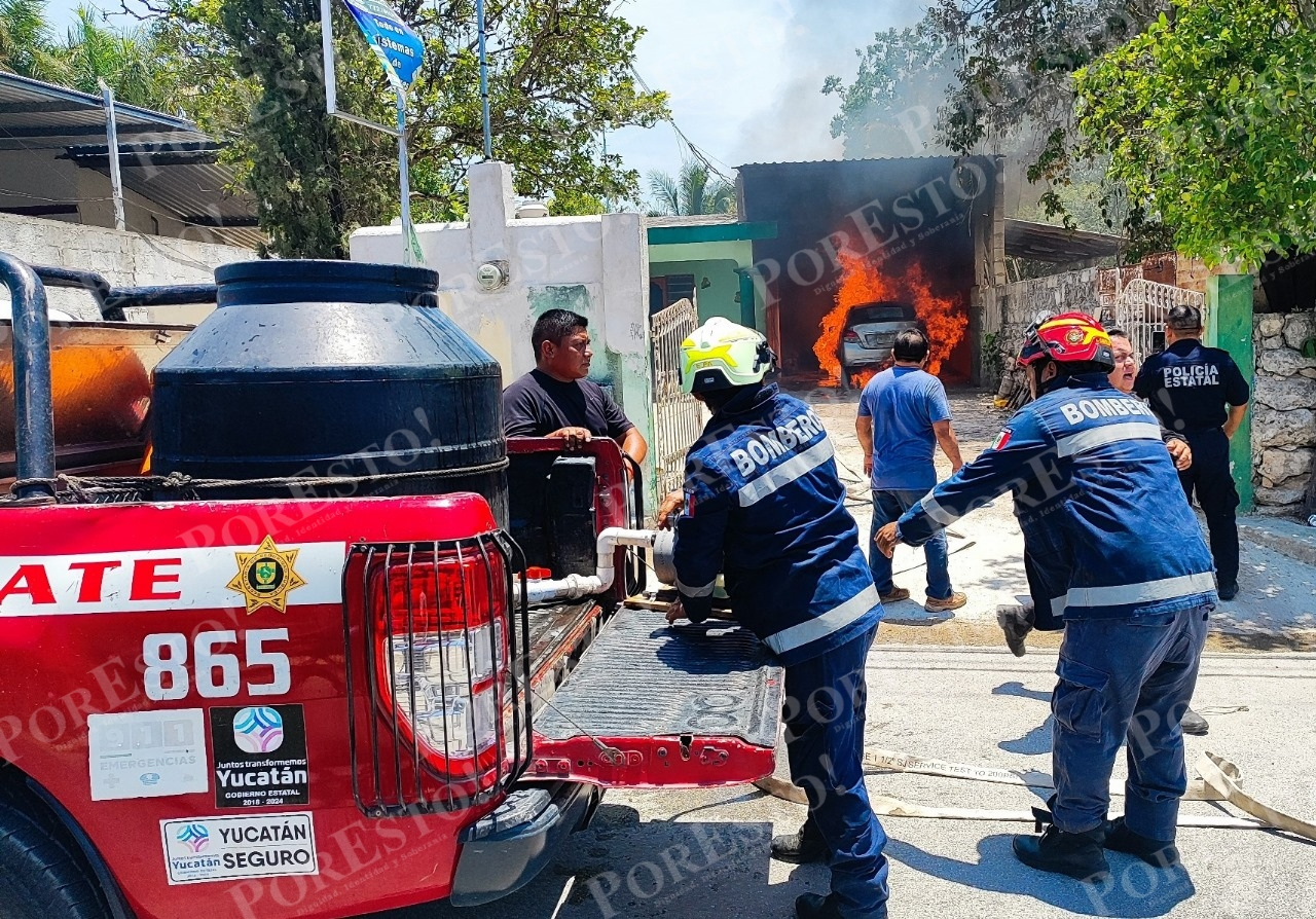Una chispa habría provocado el incendio del auto Una chispa habría provocado el incendio del auto