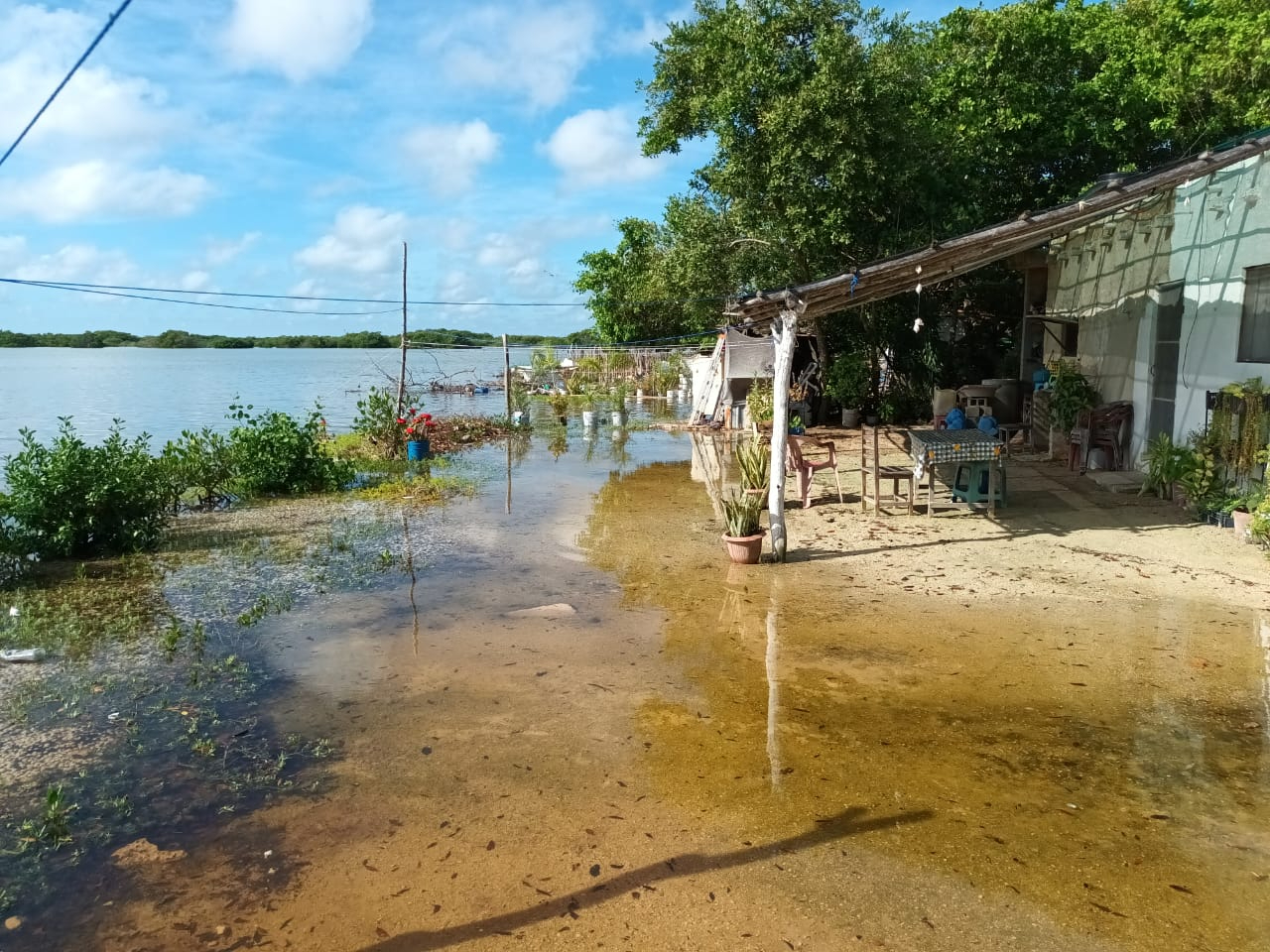 Casas de Chabihau, Yucatán, se inundan por el desborde de las rías