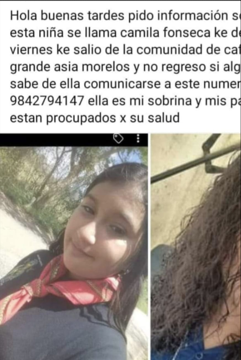Familiares de la menor de edad reportaron su desaparición Familiares de la menor de edad reportaron su desaparición