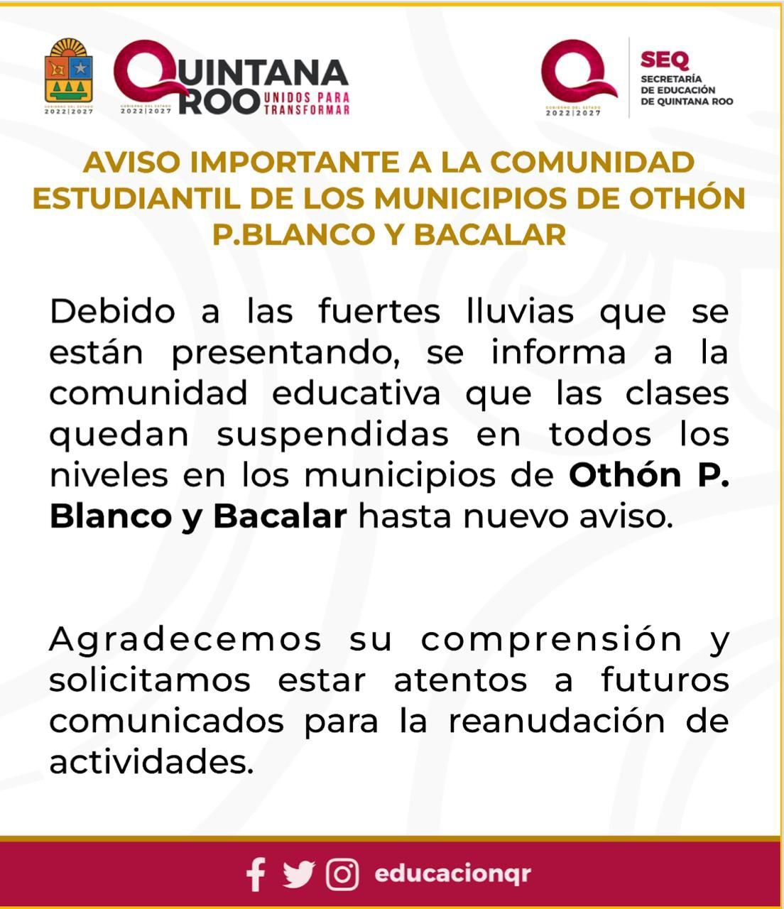 Las lluvias seguirán en Chetumal y Bacalar Las lluvias seguirán en Chetumal y Bacalar