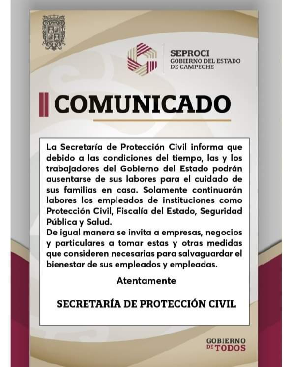 Comunicado del Gobierno del Estado de Campeche Comunicado del Gobierno del Estado de Campeche