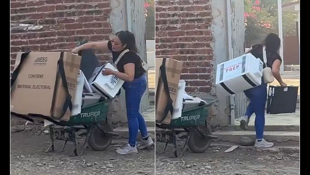 Funcionaria de casilla en Irapuato, llegó con el material electoral en una carretilla,