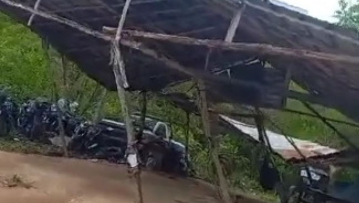 Taller de policía colapsa en Chetumal, a causa de las fuertes lluvias: VIDEO