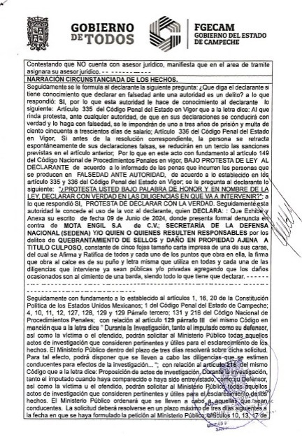 Se presentó una denuncia (CI-2-2024-3508) ante la Fgecam por quebrantamiento de sellos y daño en propiedad ajena Se presentó una denuncia (CI-2-2024-3508) ante la Fgecam por quebrantamiento de sellos y daño en propiedad ajena