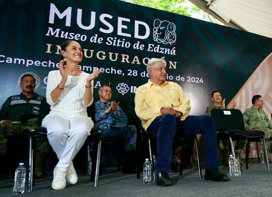 Claudia Sheinbaum y Andrés Manuel López Obrador en Edzná Claudia Sheinbaum y Andrés Manuel López Obrador en Edzná
