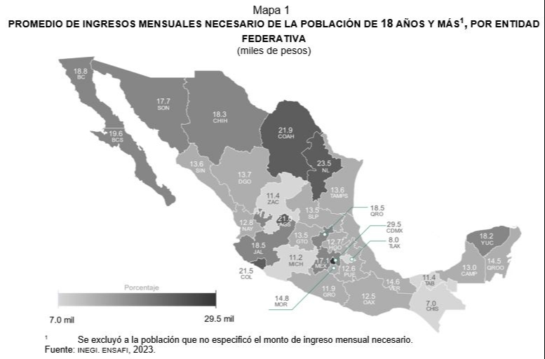 Promedio de ingresos mensuales necesario de la población 18 y más Promedio de ingresos mensuales necesario de la población 18 y más