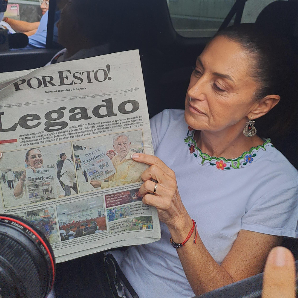 Claudia Sheinbaum recibió la edición de Yucatán del periódico Por Esto! Claudia Sheinbaum recibió la edición de Yucatán del periódico Por Esto!