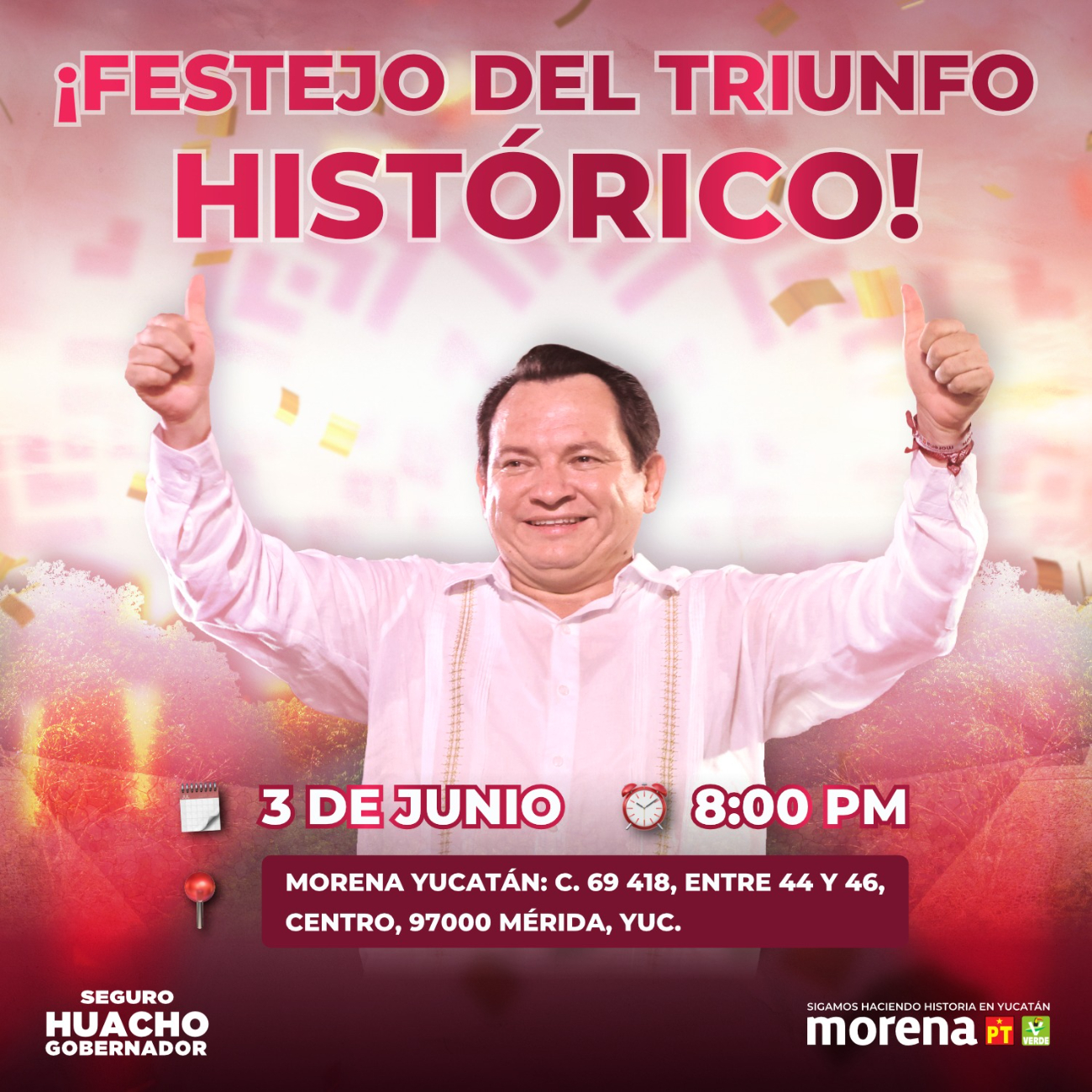 El festejo de Morena se realizará en Mérida El festejo de Morena se realizará en Mérida