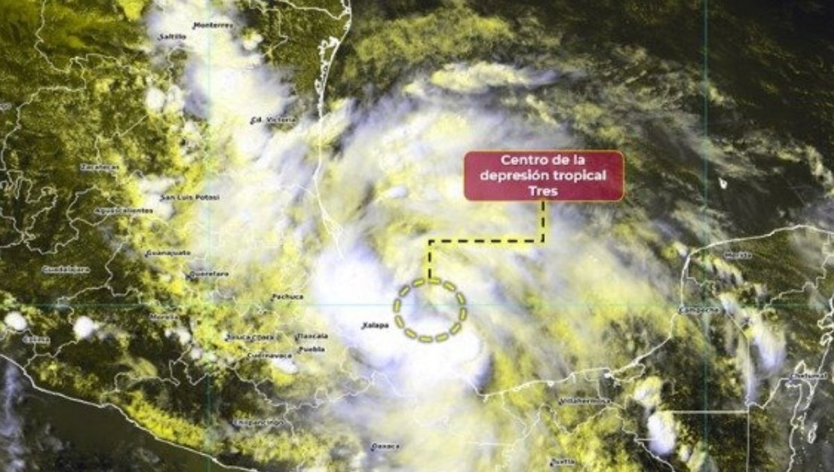 Imagen satelital de la Depresión Tropical Tres en Veracruz Imagen satelital de la Depresión Tropical Tres en Veracruz