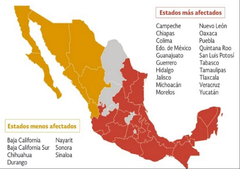 Campeche, uno de los estados más afectados Campeche, uno de los estados más afectados