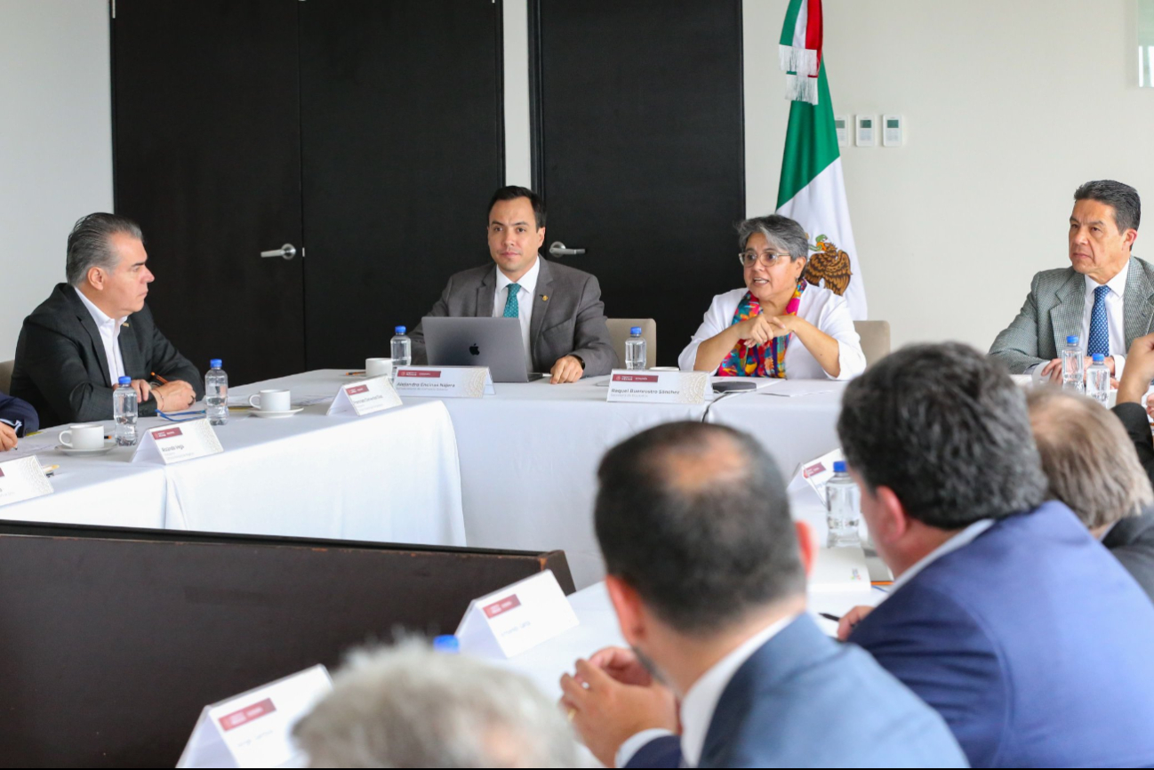 Raquel Buenrostro durante una junta de revisión del TMEC hacia 2026 Raquel Buenrostro durante una junta de revisión del TMEC hacia 2026