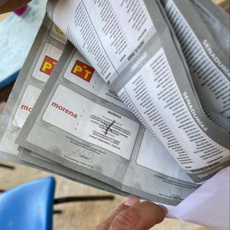 Las boletas tienen a Morena marcadas Las boletas tienen a Morena marcadas