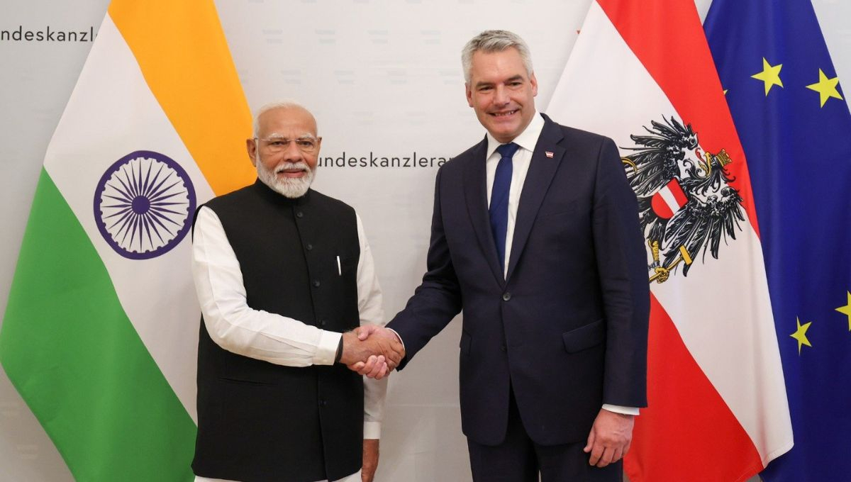 Primer Ministro Narendra Modi de la India y el Canciller austríaco Karl Nehammer Primer Ministro Narendra Modi de la India y el Canciller austríaco Karl Nehammer