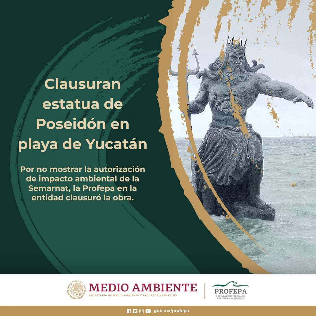 Así fue anunciada la clausura de la estatua de Poseidón en Progreso Así fue anunciada la clausura de la estatua de Poseidón en Progreso