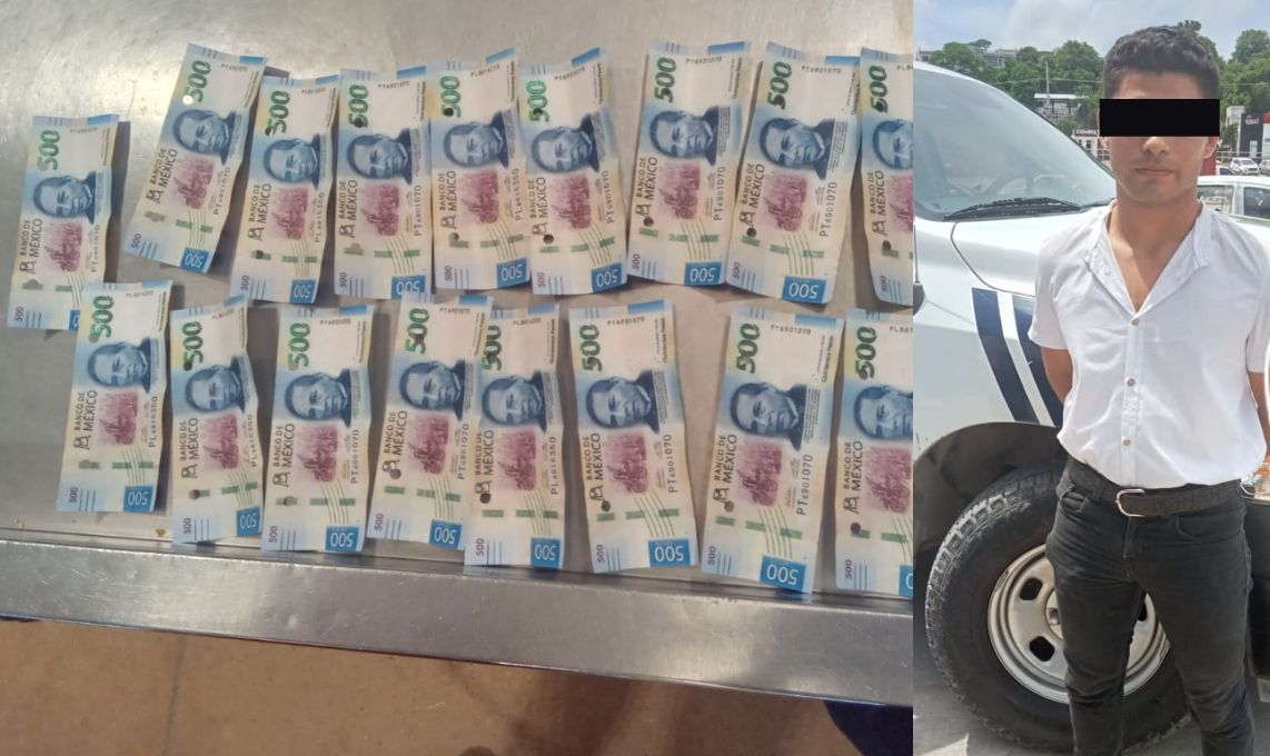   En Campeche, detienen a hombre con más de 8 mil pesos en billetes falsos   