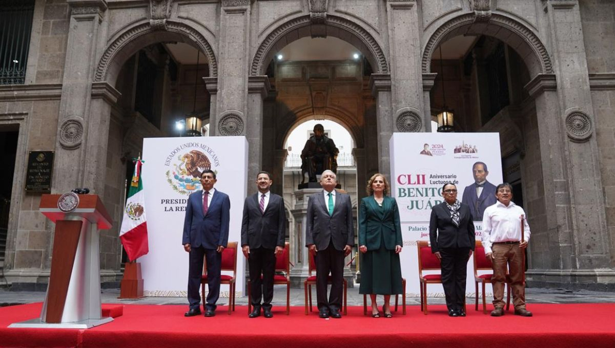 Este jueves se conmemoró en Palacio Nacional el 152 Aniversario Luctuoso de Benito Juárez Este jueves se conmemoró en Palacio Nacional el 152 Aniversario Luctuoso de Benito Juárez