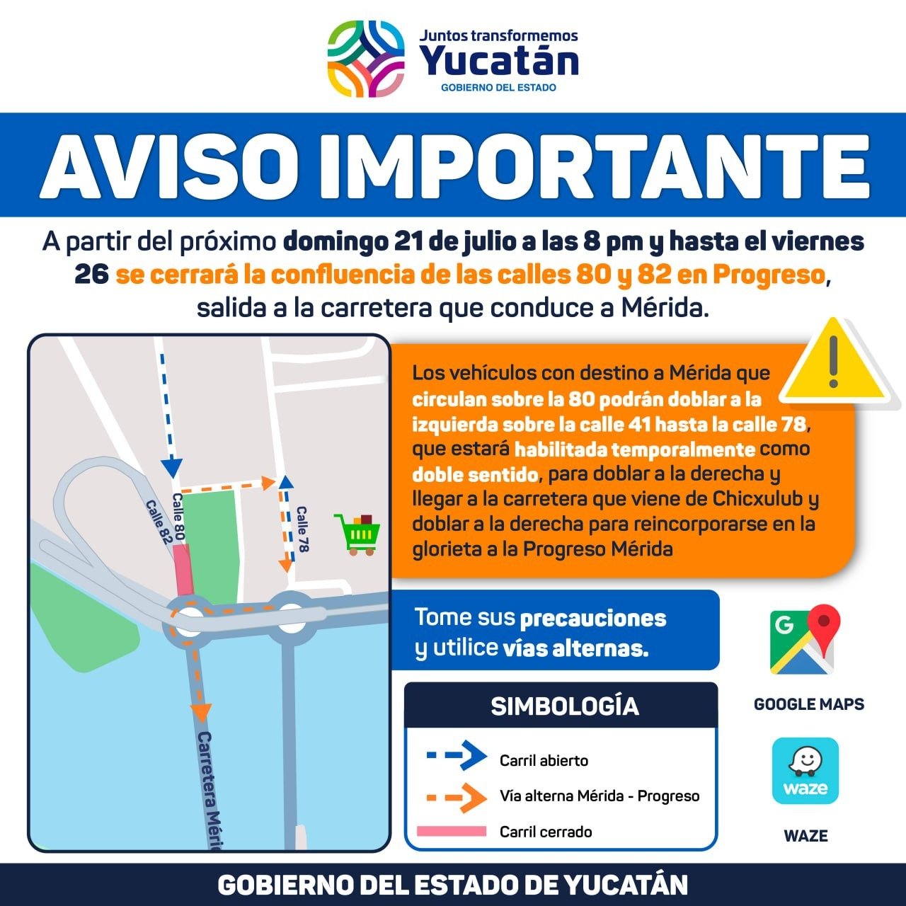 Estos serán los cambios en la circulación de Progreso Estos serán los cambios en la circulación de Progreso