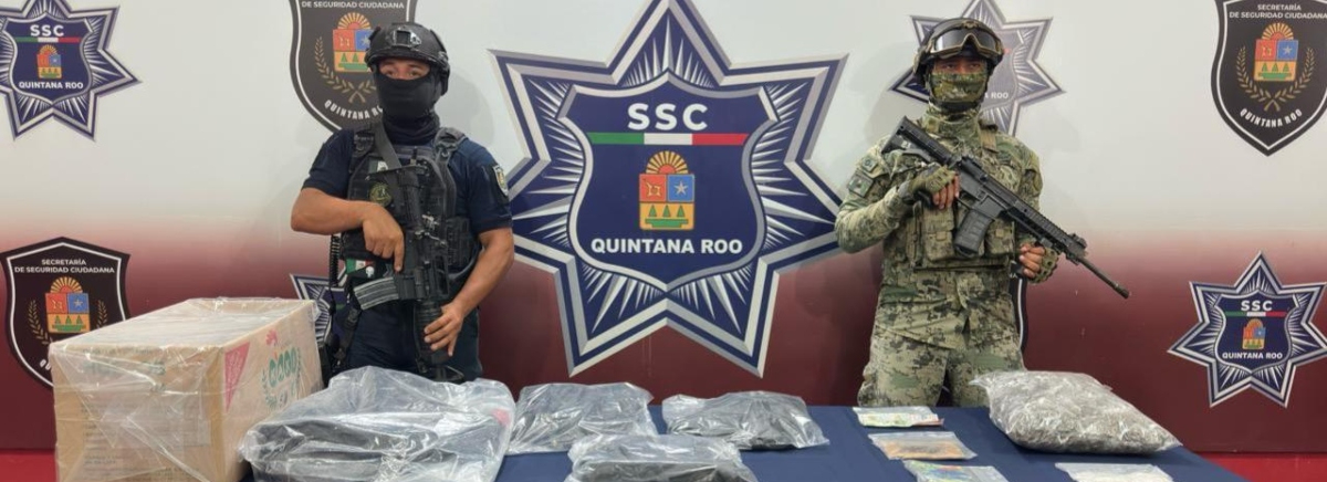Aseguran más de 400 dosis de drogas dentro de una caja en Bacalar