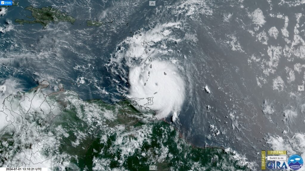 Así se ve Beryl, el poderoso Huracán categoría 5, desde el Espacio