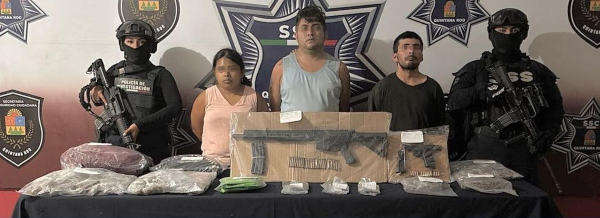 Detienen a tres presuntos narcomenudistas armados en Cancún