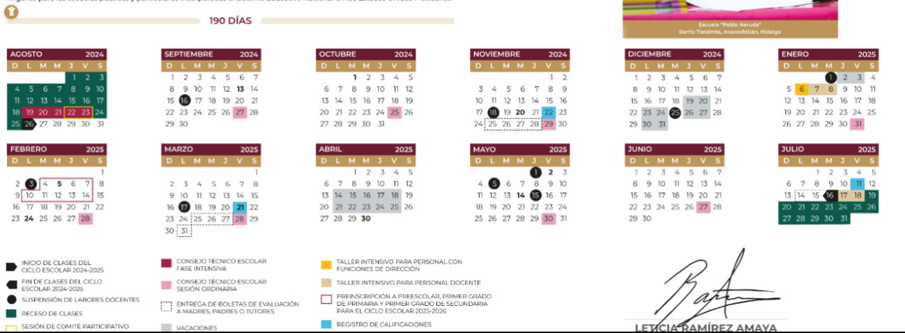 Calendario del ciclo escolar 2024-2025 / SEP Calendario del ciclo escolar 2024-2025 / SEP