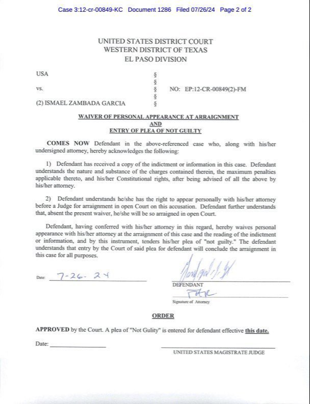 Ismael 'Mayo' Zambada se declaró no culpable de los cargos de narcotráfico Ismael 'Mayo' Zambada se declaró no culpable de los cargos de narcotráfico
