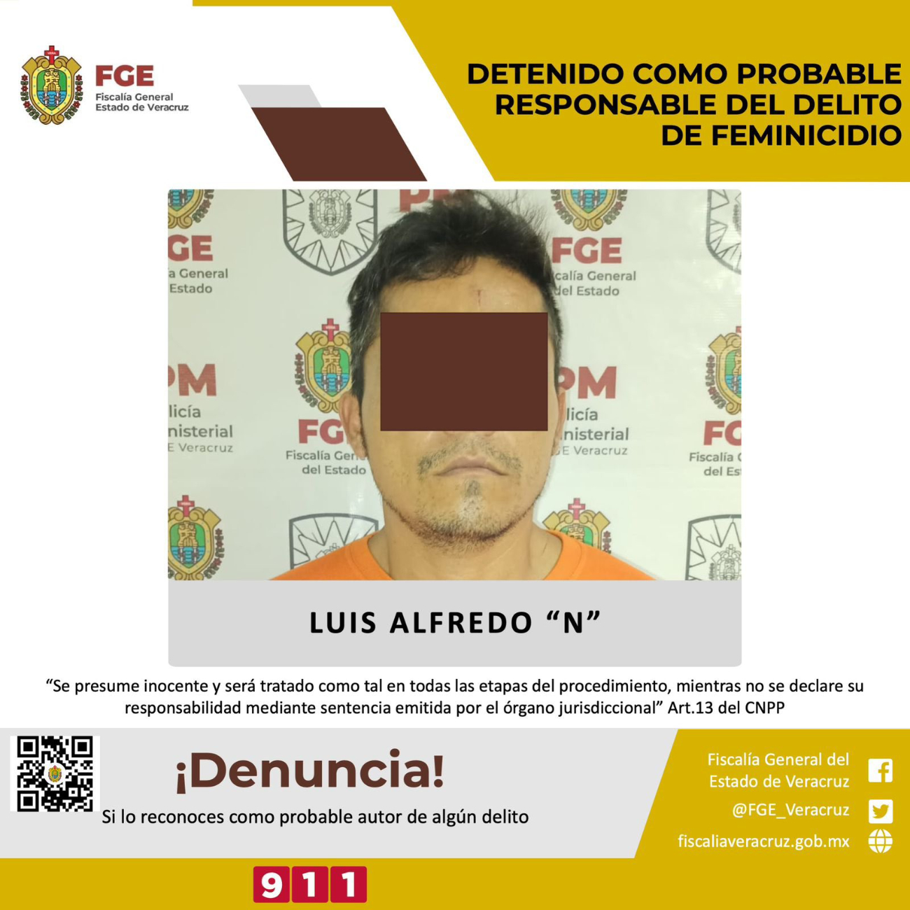 Luis Alfredo "N" fue asegurado en Veracruz Luis Alfredo "N" fue asegurado en Veracruz