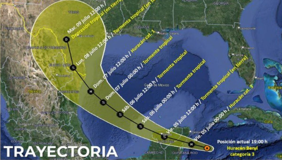 Esta será la trayectoria del Huracán Beryl Esta será la trayectoria del Huracán Beryl