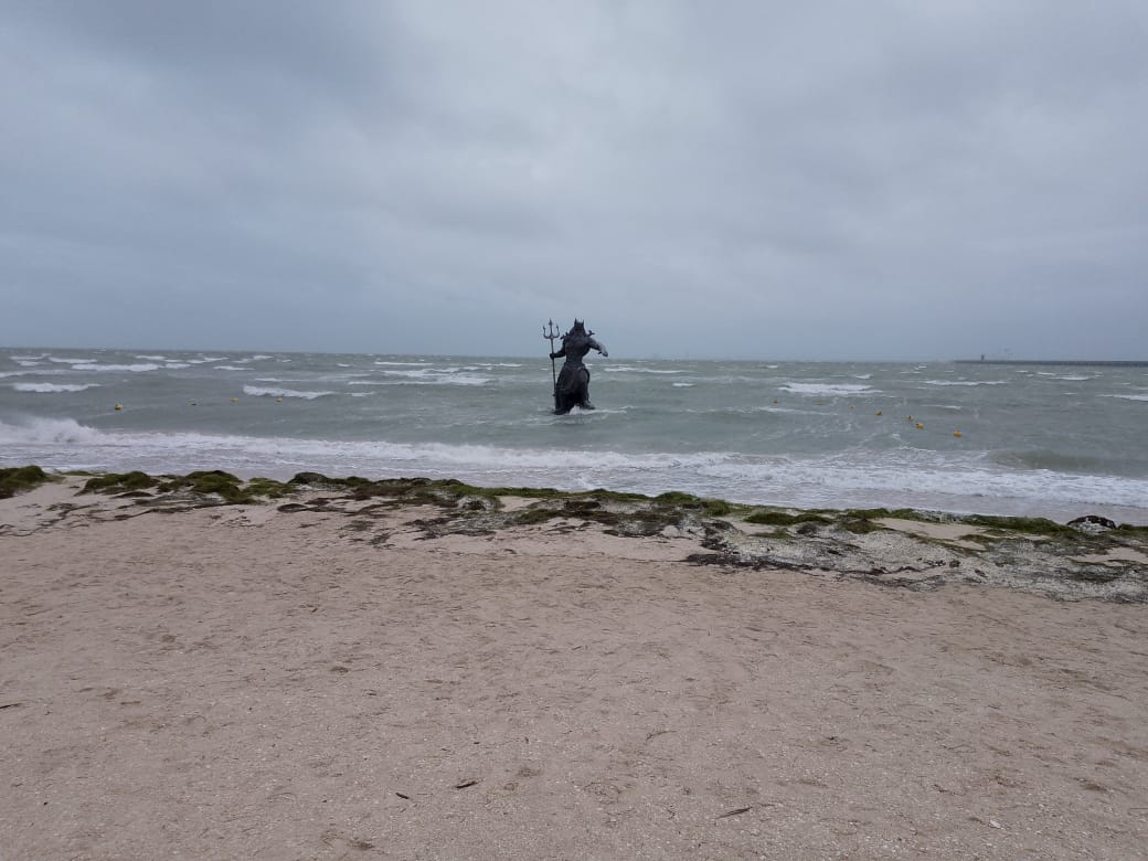 Así luce la estatua de Poseidón en Progreso Así luce la estatua de Poseidón en Progreso