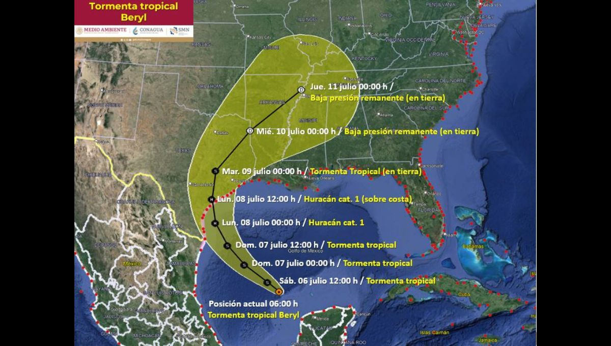 El Servicio Meteorológico Nacional informó que la Tormenta Tropical Beryl podrí intensificarse a Huracán categoría 1 El Servicio Meteorológico Nacional informó que la Tormenta Tropical Beryl podrí intensificarse a Huracán categoría 1