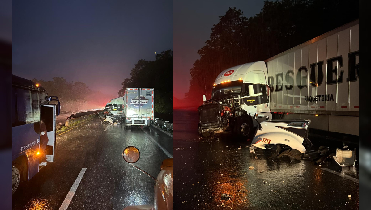 Fuerte accidente en la carretera Campeche-Seybaplaya: Tráiler termina destrozado
