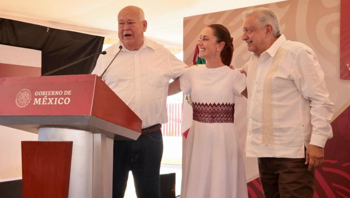 Gobernador de Baja California Sur, Victor Castro, la virtual presidenta electa, Claudia Sheinbaum y el presidente de la República, Andrés Manuel López Obrador Gobernador de Baja California Sur, Victor Castro, la virtual presidenta electa, Claudia Sheinbaum y el presidente de la República, Andrés Manuel López Obrador