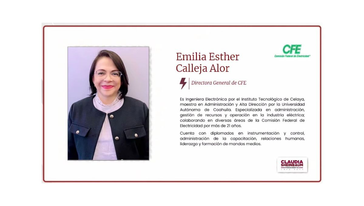 Emilia Esther Calleja Alor, próxima titular de CFE Emilia Esther Calleja Alor, próxima titular de CFE